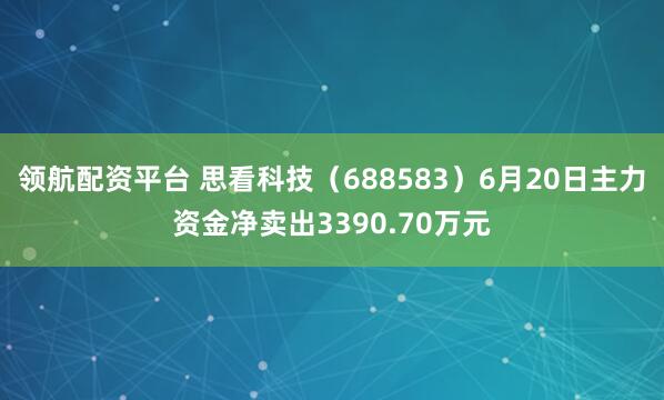 领航配资平台 思看科技（688583）6月20日主力资金净卖出3390.70万元